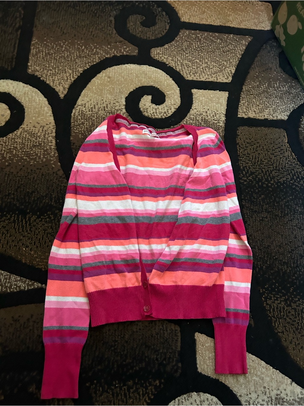 abercrombie kids Pink, Coral & White Striped Cardigan